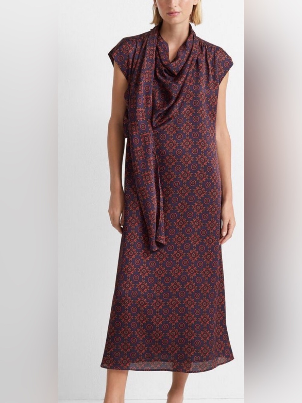 Club Monaco Sleeveless Drape Neck Midi Dress
